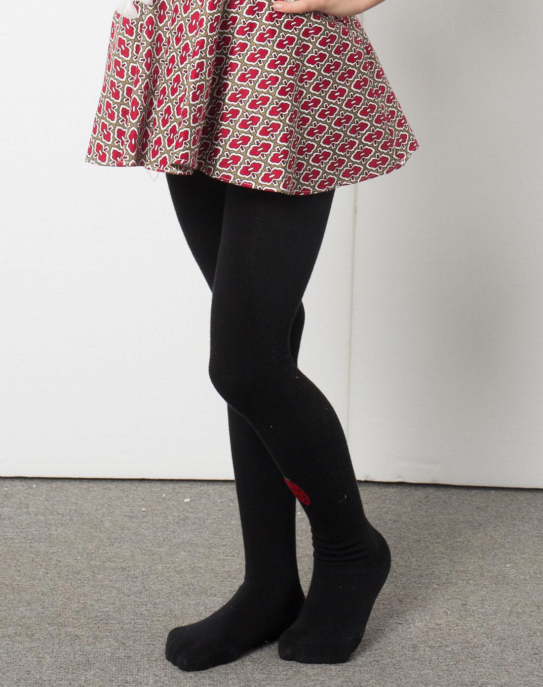 女童黑色水果连裤袜