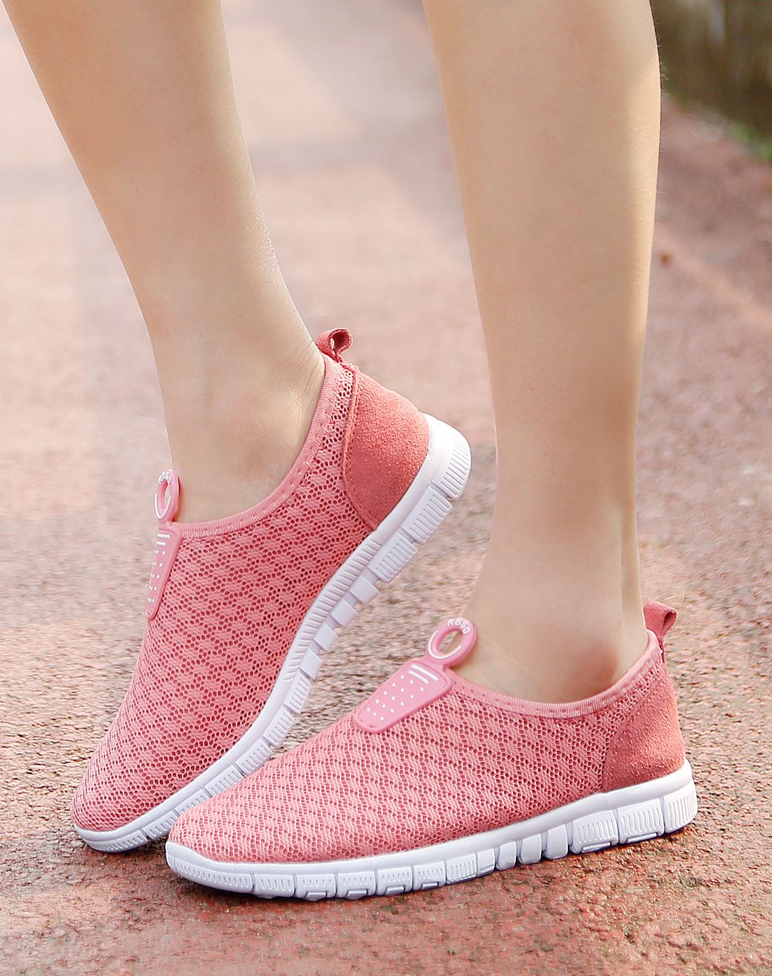 情侣风 女款粉色网布鞋 清新透气