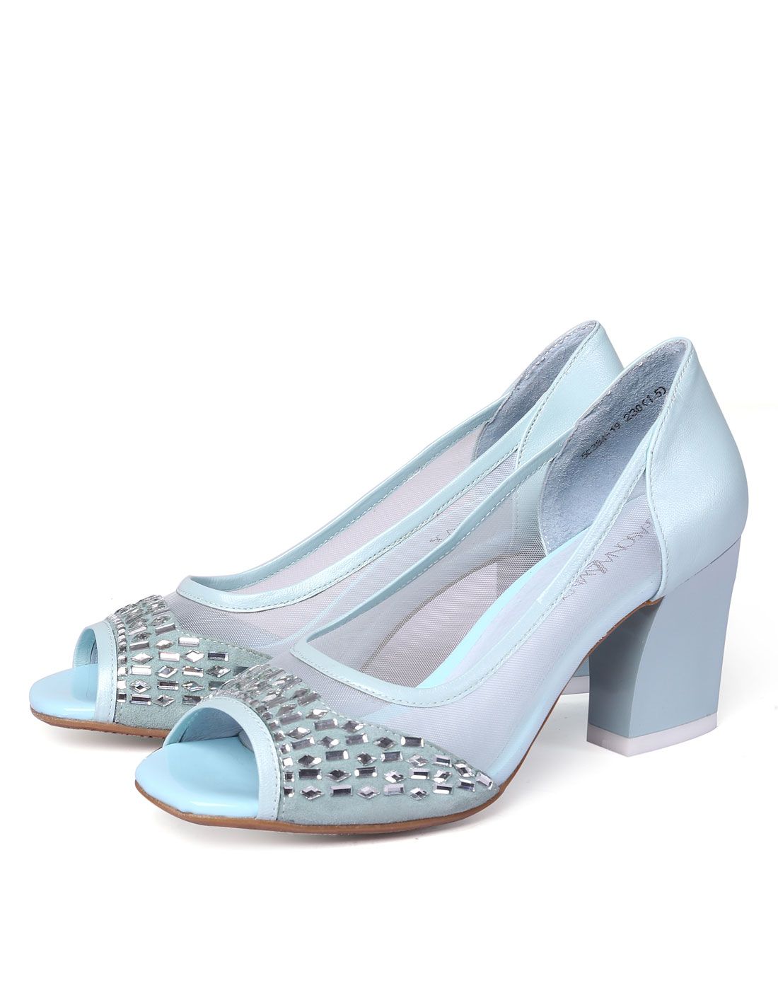 四季风蓝色羊皮革/网商务单鞋