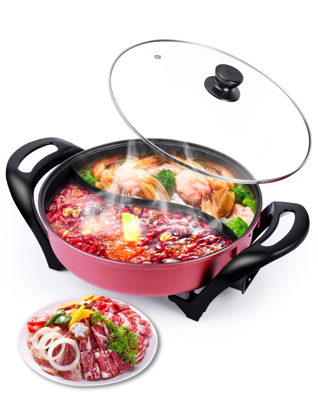 鸳鸯电火锅 4l 不粘涂层易清洗熟得快