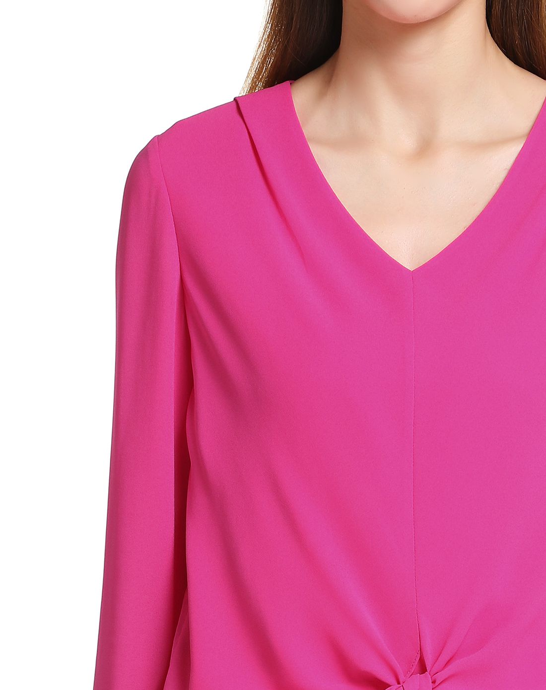 玫红色简约百搭长袖上衣