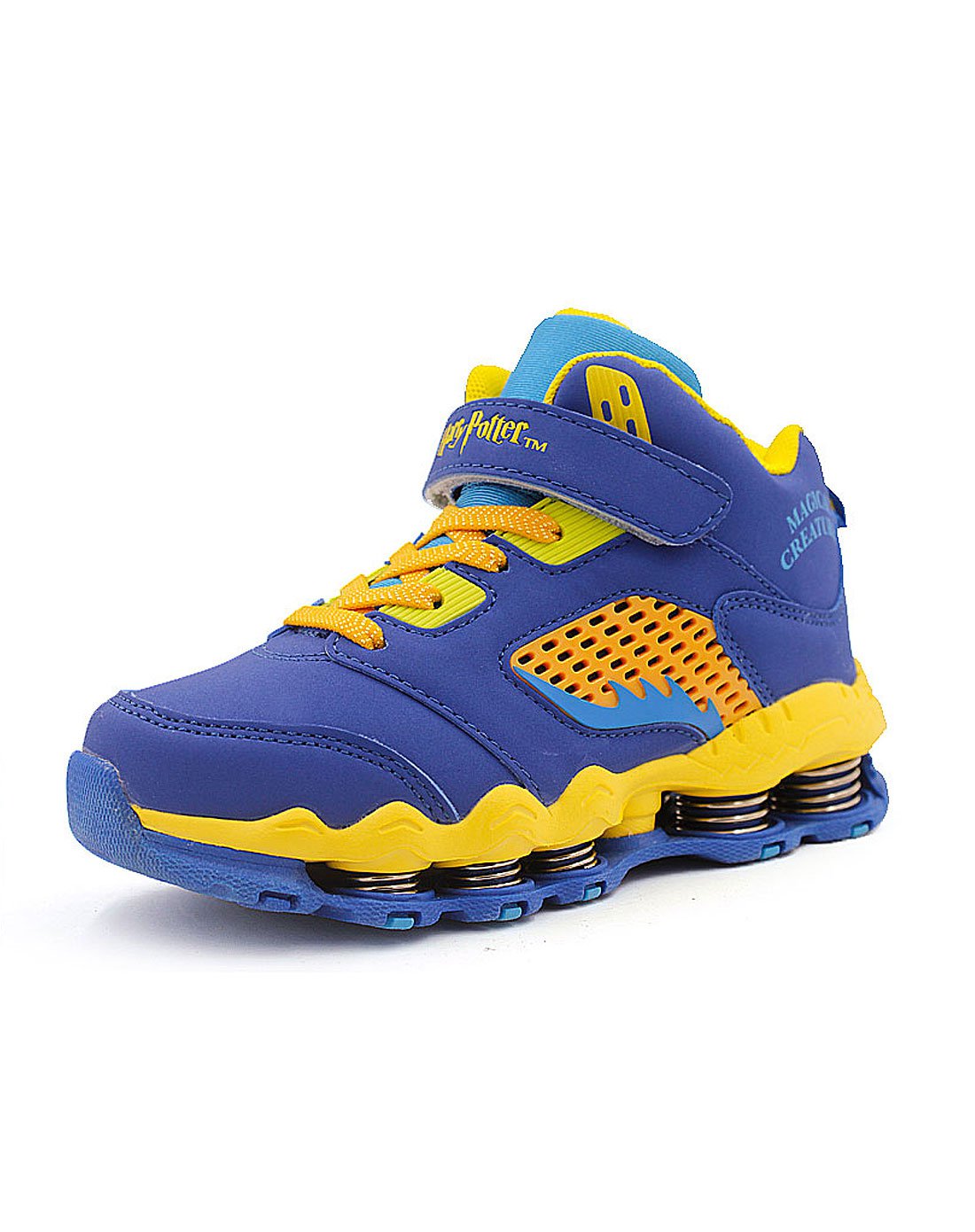 男中童(31-37码)宝蓝高帮革面休闲弹簧鞋