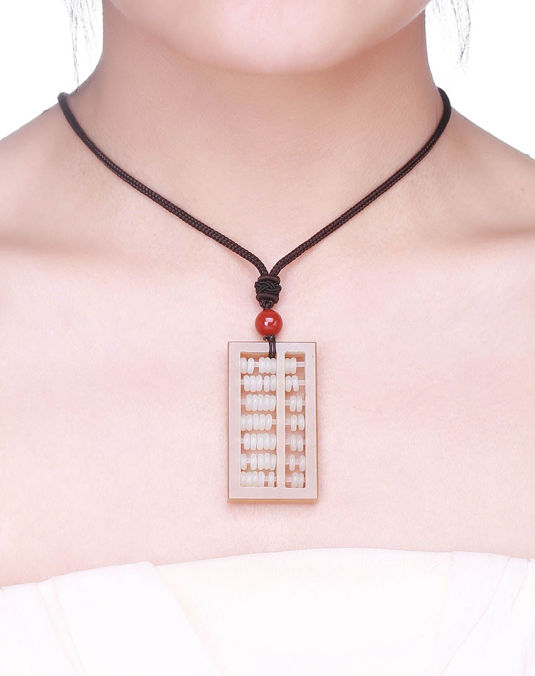 天然和田玉招财进宝算盘吊坠