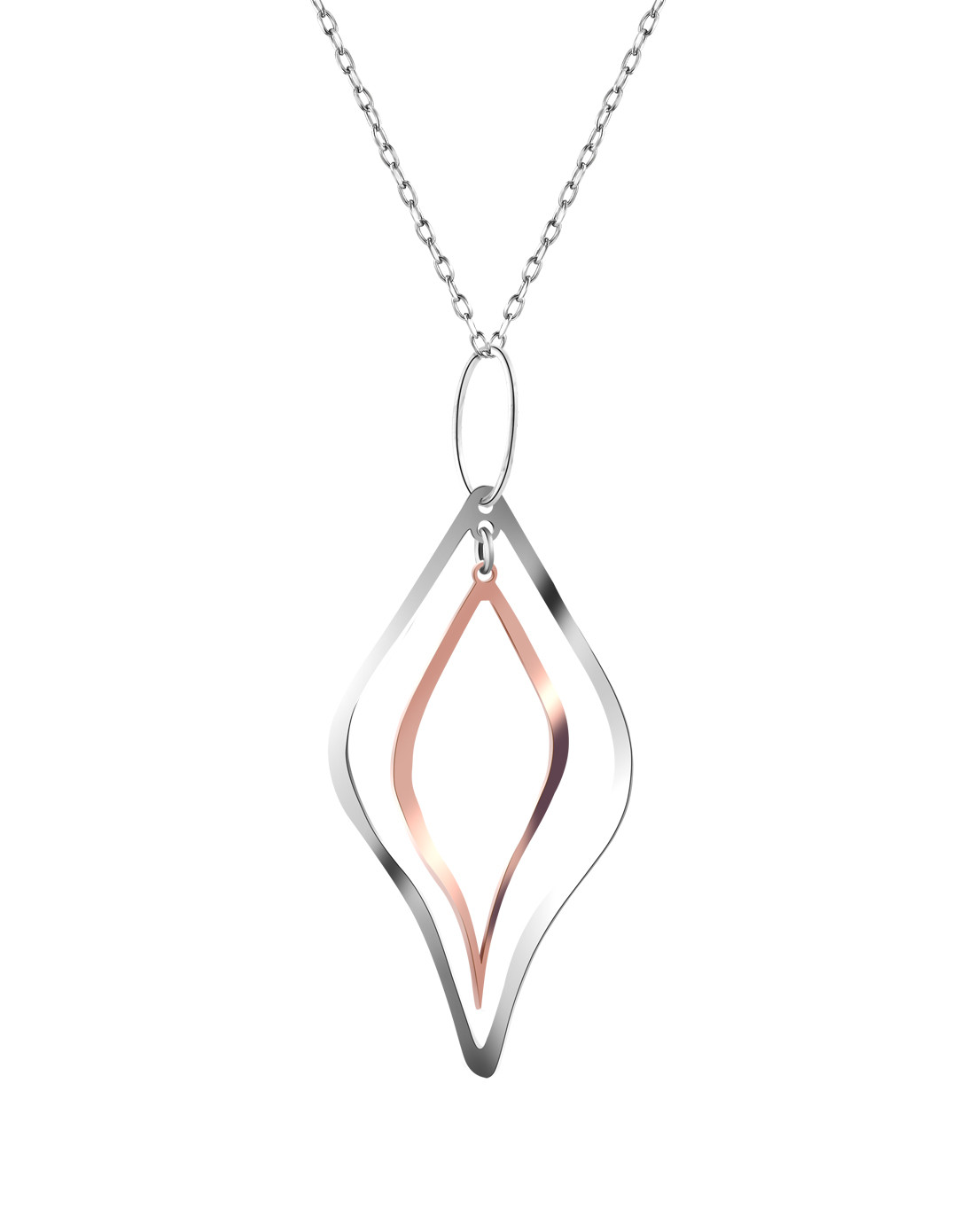 unaforte 【意大利】电18k双色金925银双闪菱形眼吊坠