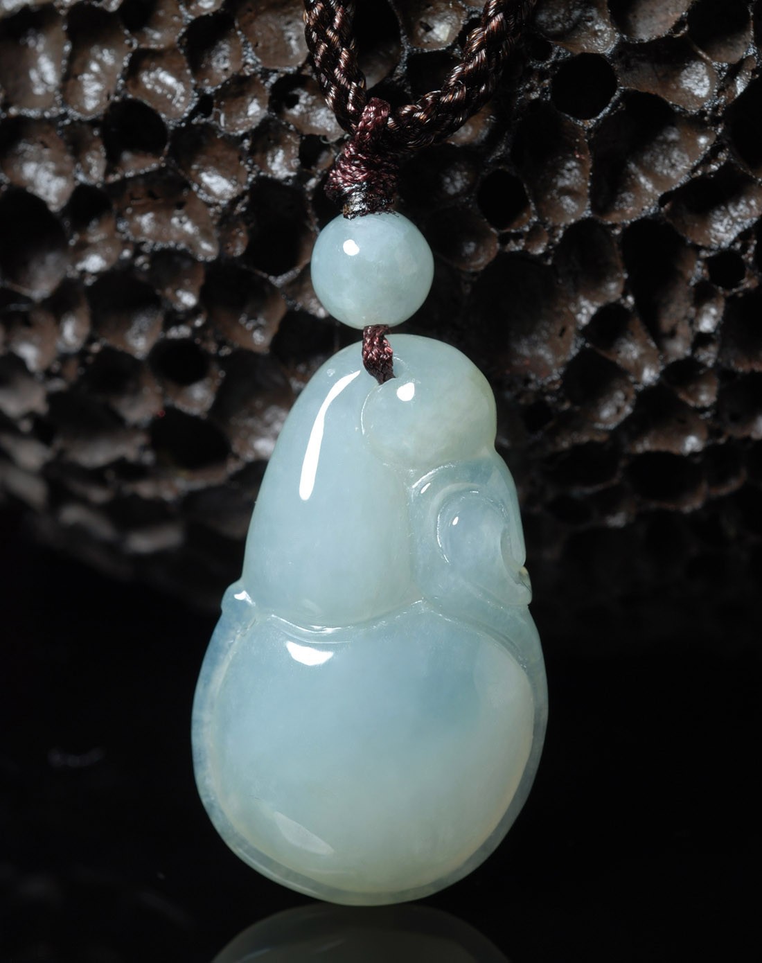 天然a货翡翠釉青富贵葫芦吊坠(附证书)