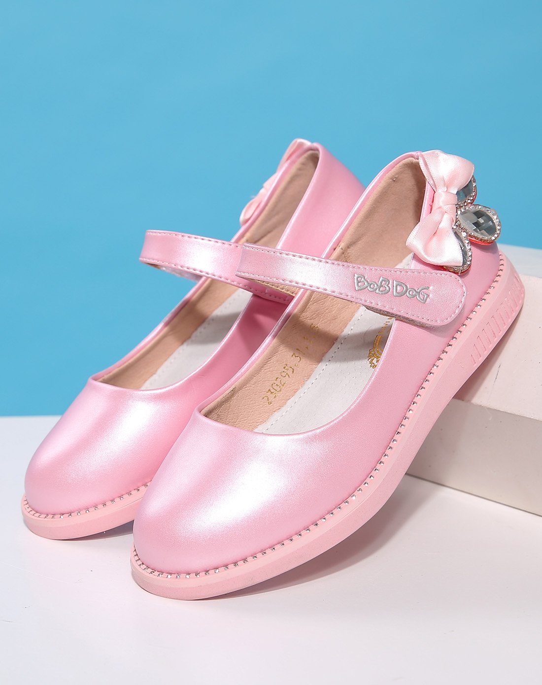 女小童时尚休闲皮鞋粉色