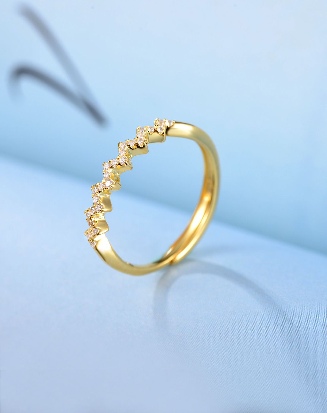 芭莎925银金色时尚戒指