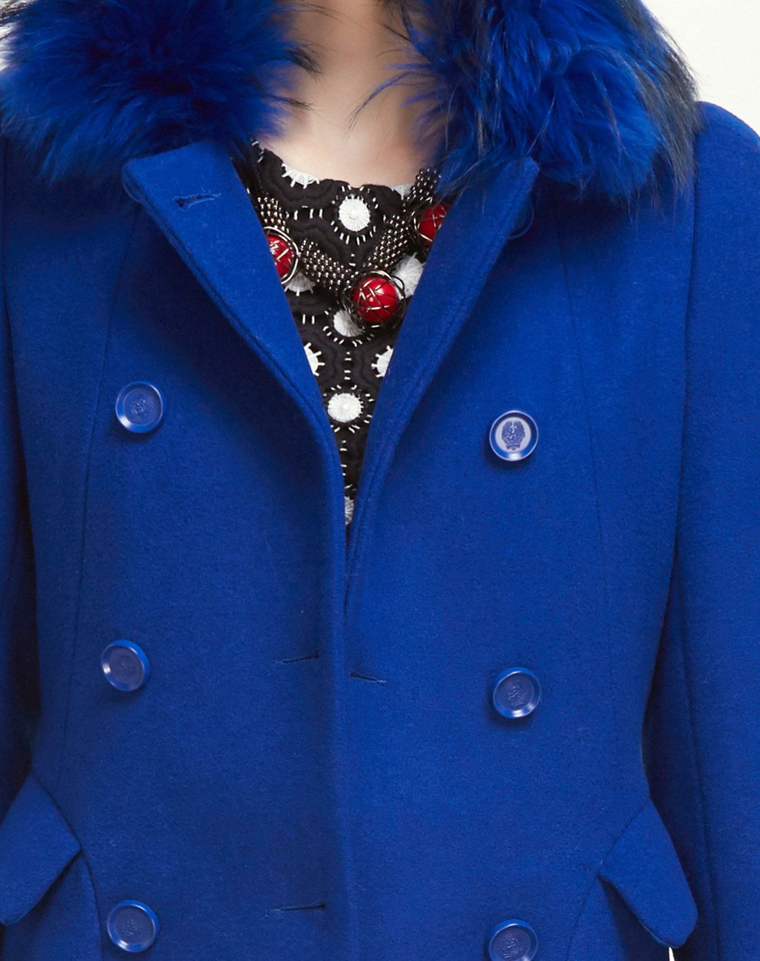宝石蓝优雅时尚毛呢大衣