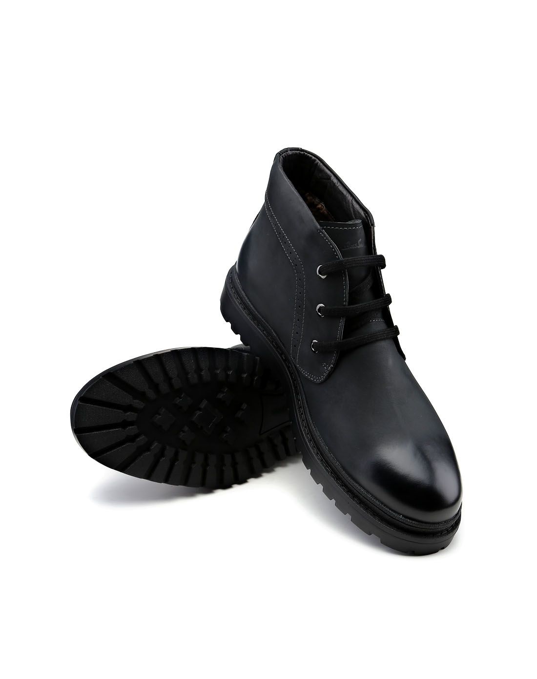 博斯绅威bosssunwen男女鞋黑色牛皮商务休闲短靴b32xc0172a_唯品会