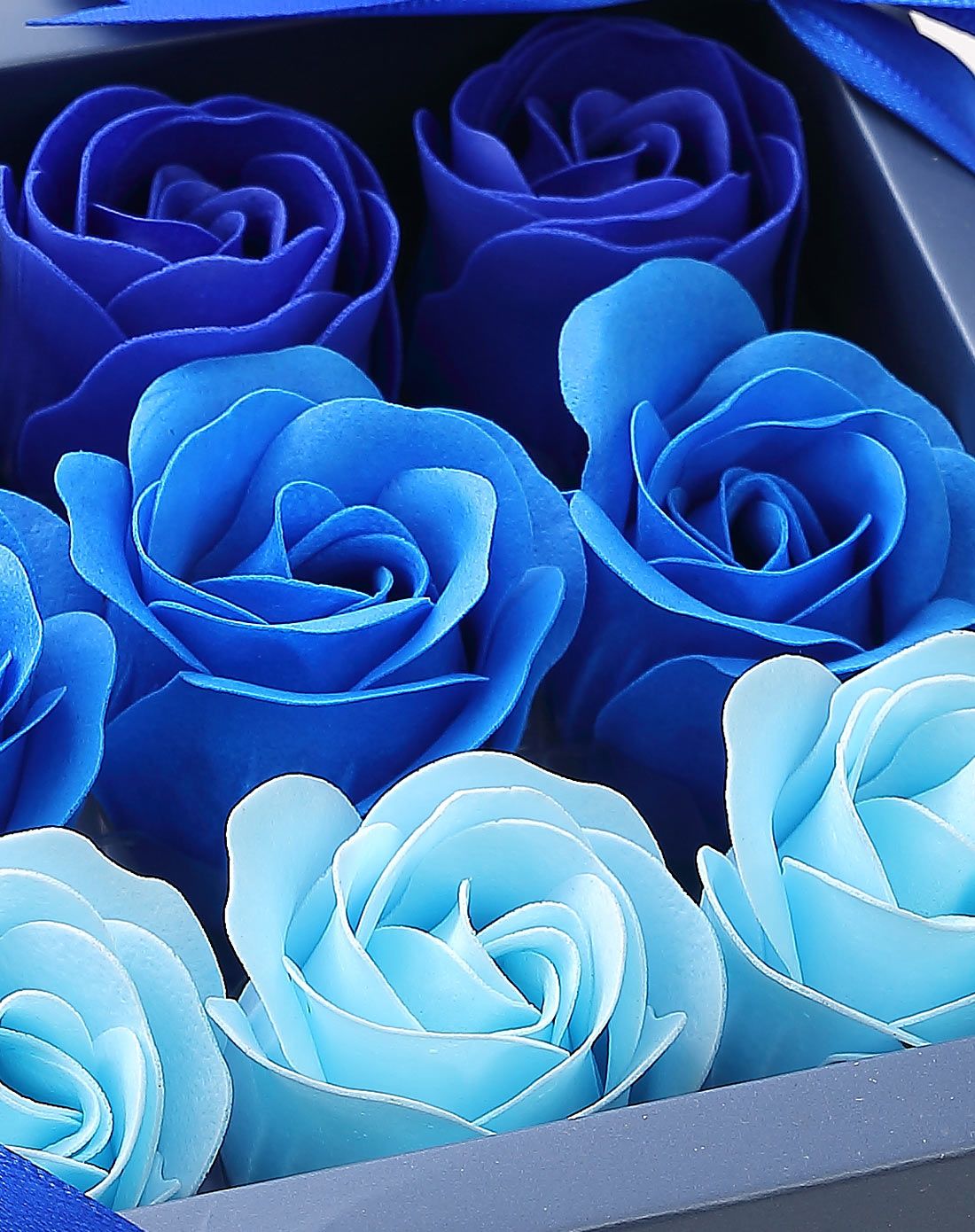 jm家装高品9朵香皂玫瑰花创意方形礼盒(蓝色)