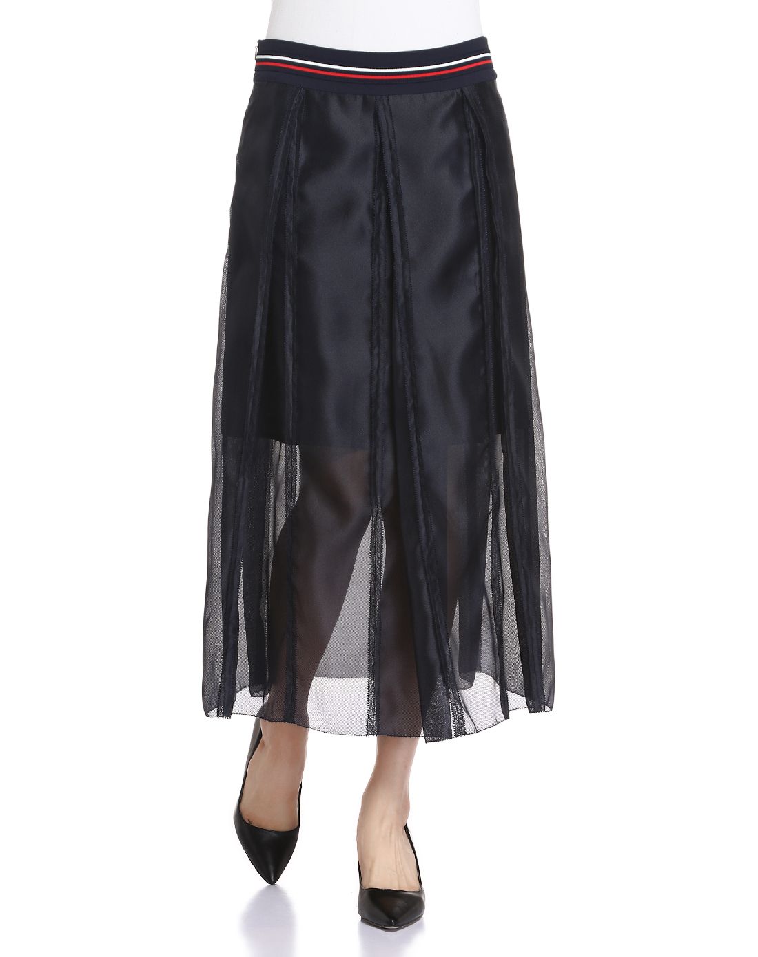 蓝黑色时尚简约长裙