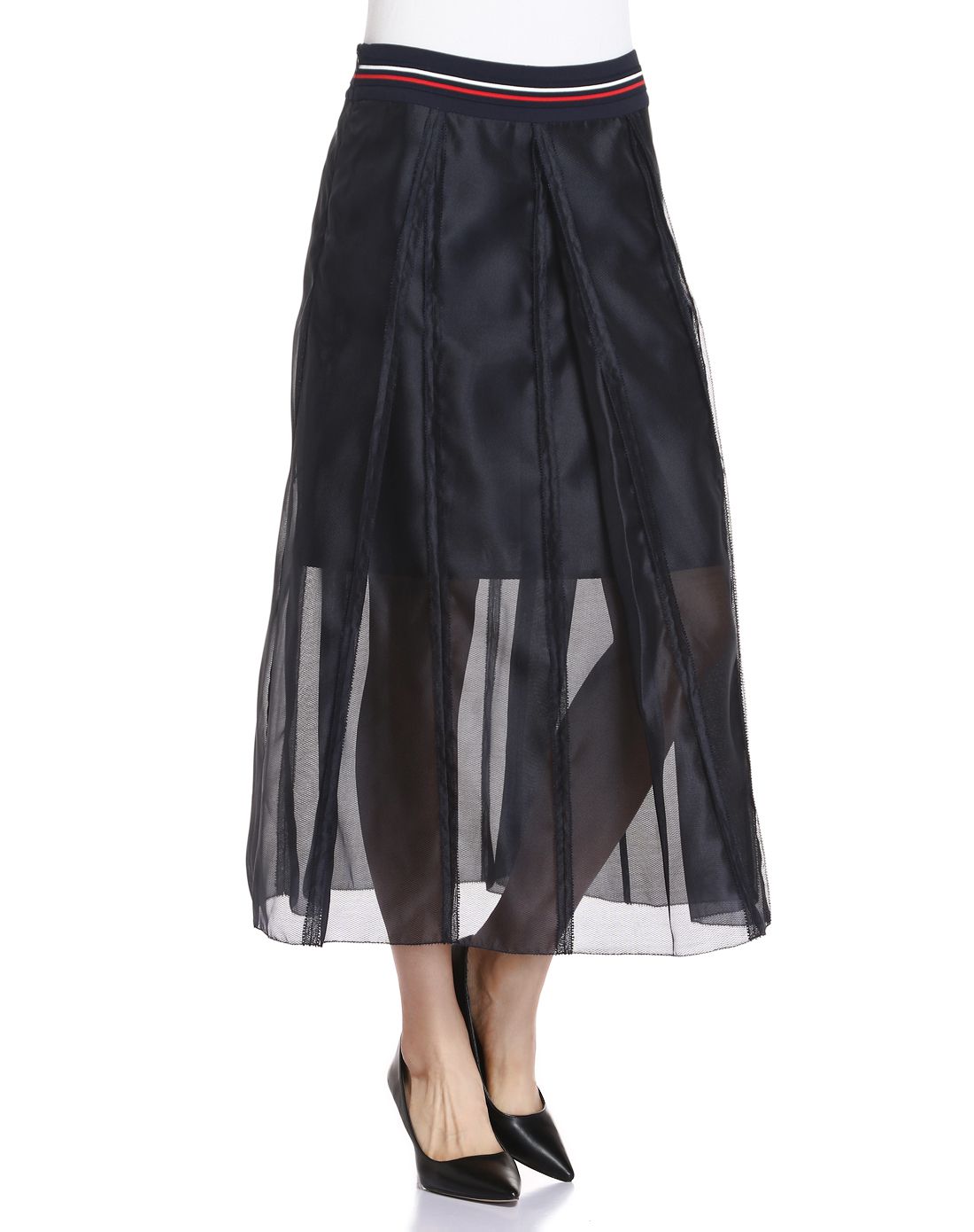 蓝黑色时尚简约长裙