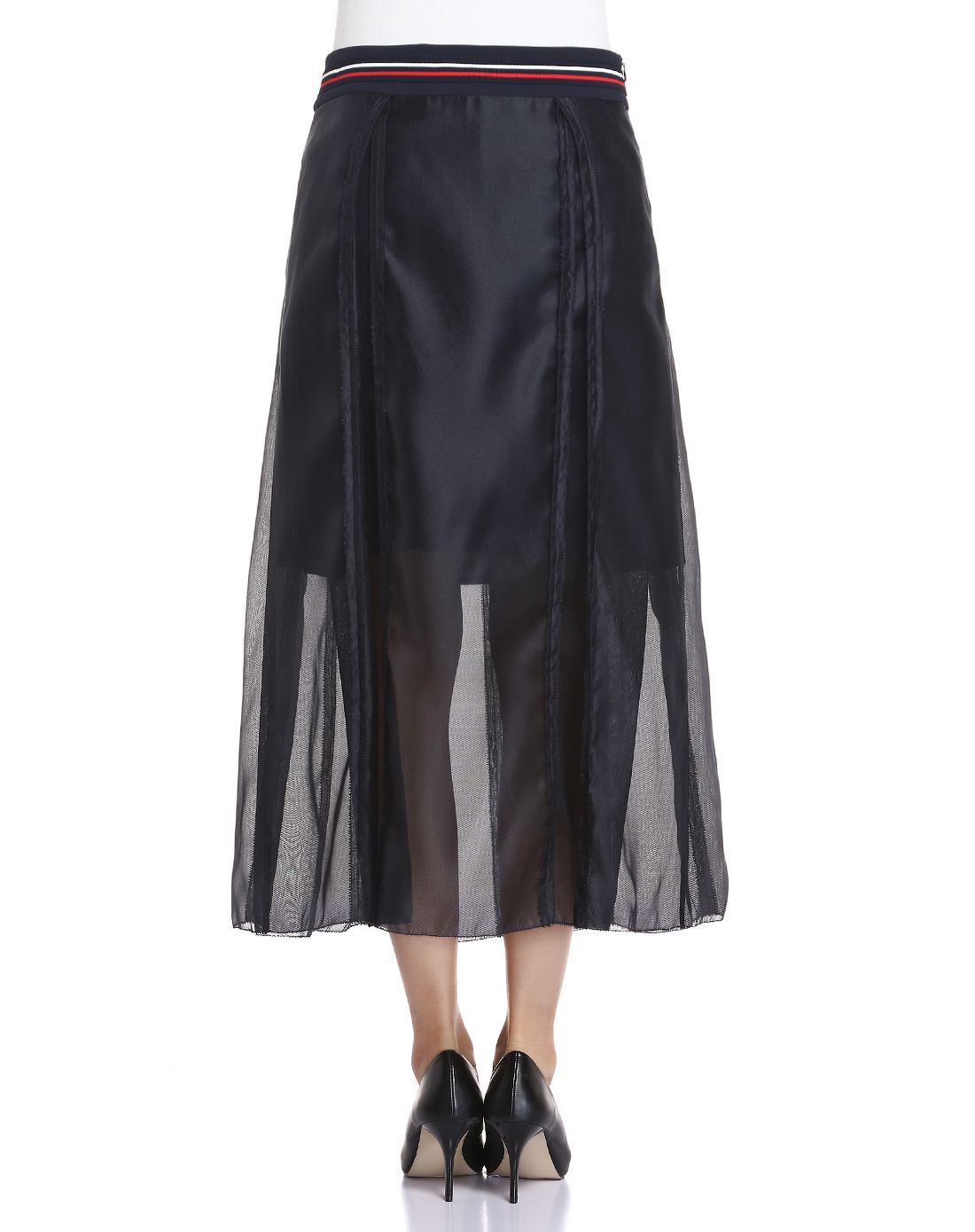 蓝黑色时尚简约长裙