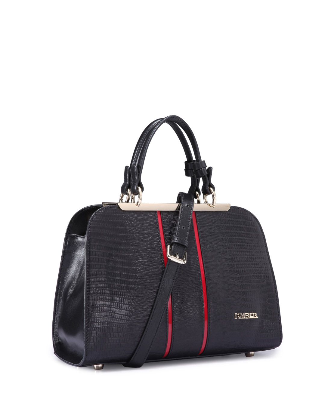 凯撒kaiser 箱包反季清仓专场女款黑色牛皮时尚优雅手提单肩包