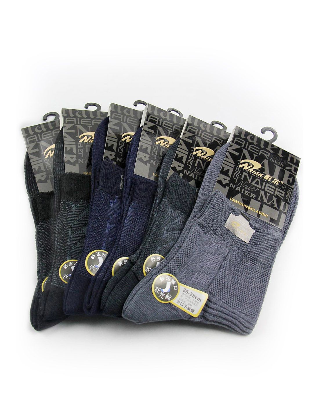 耐尔naier袜子专场耐尔 6双组松口丝光棉薄棉男袜8129a_唯品会