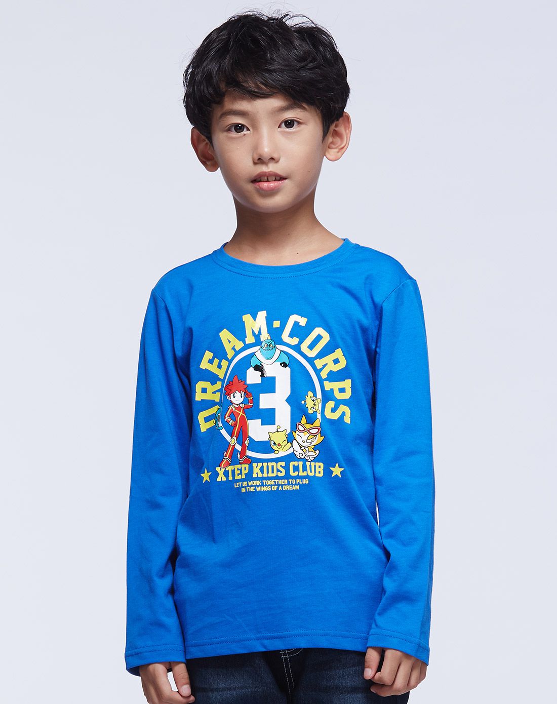 舒适吸汗 男童款宝兰色长t恤