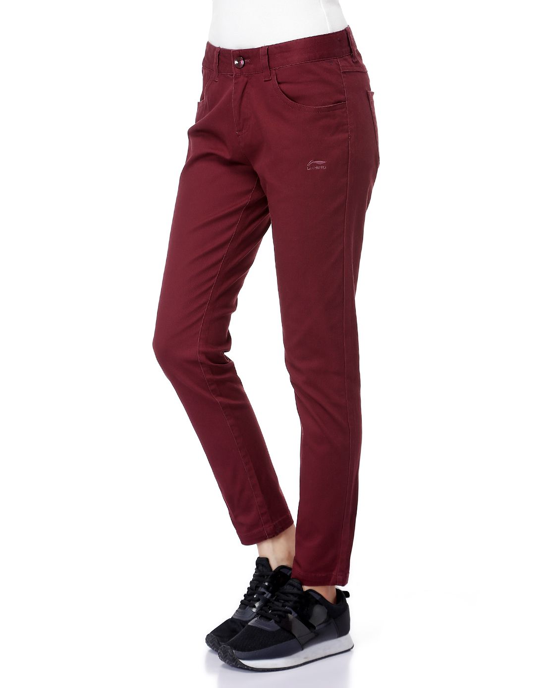 李宁li-ning 舒适百搭 女款酒红紫休闲长裤 运动生活系列