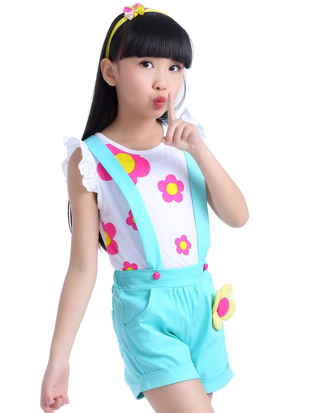 女童海藻绿两件套