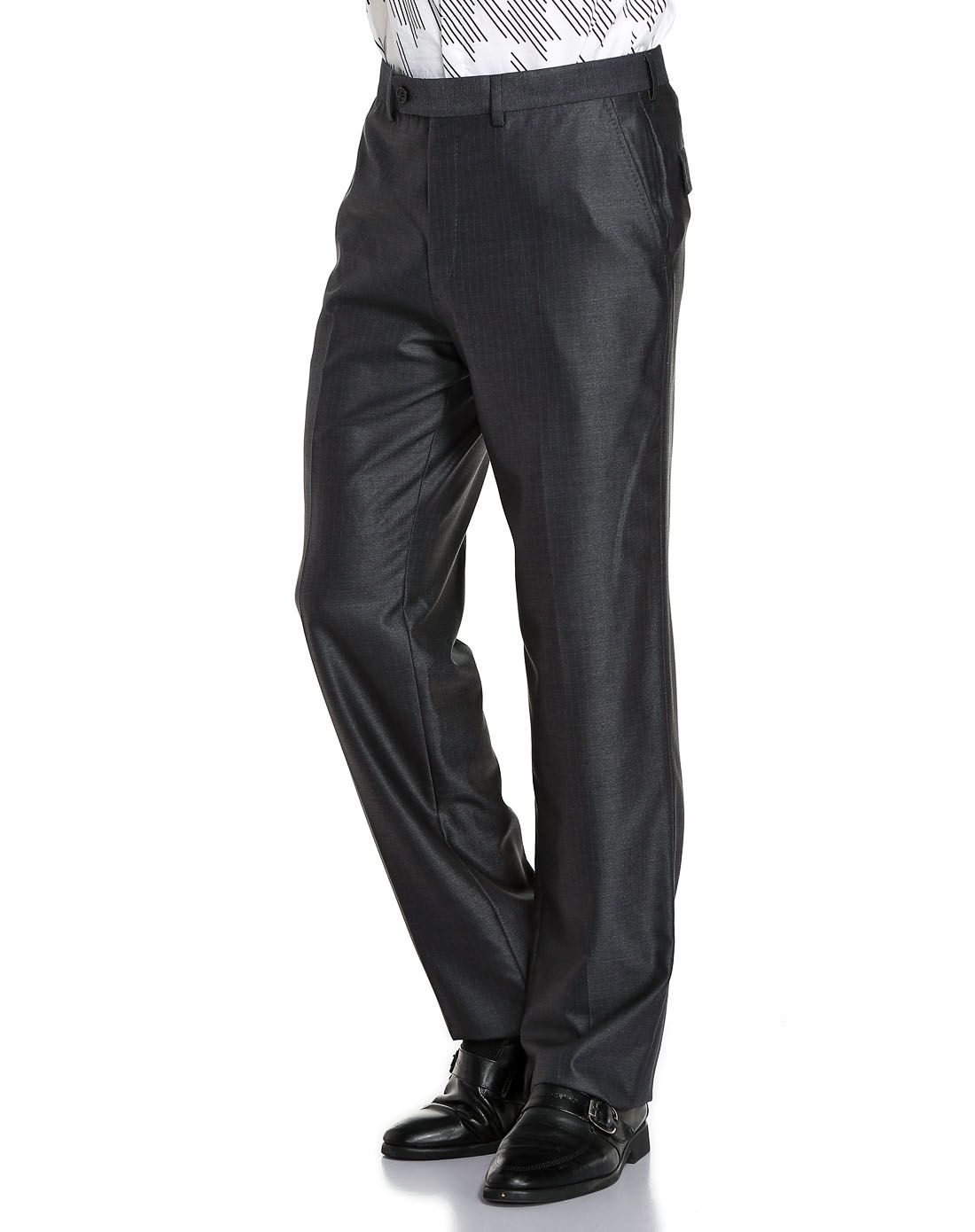 中银灰色商务气质长西裤