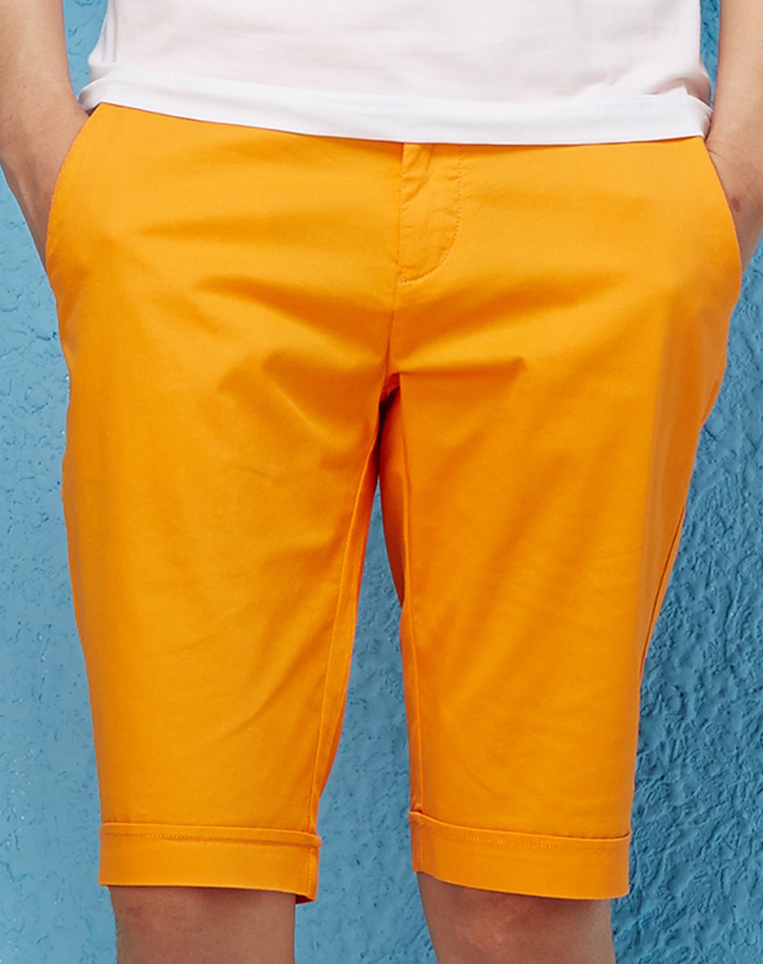 橙色时尚活力长绒棉休闲短裤