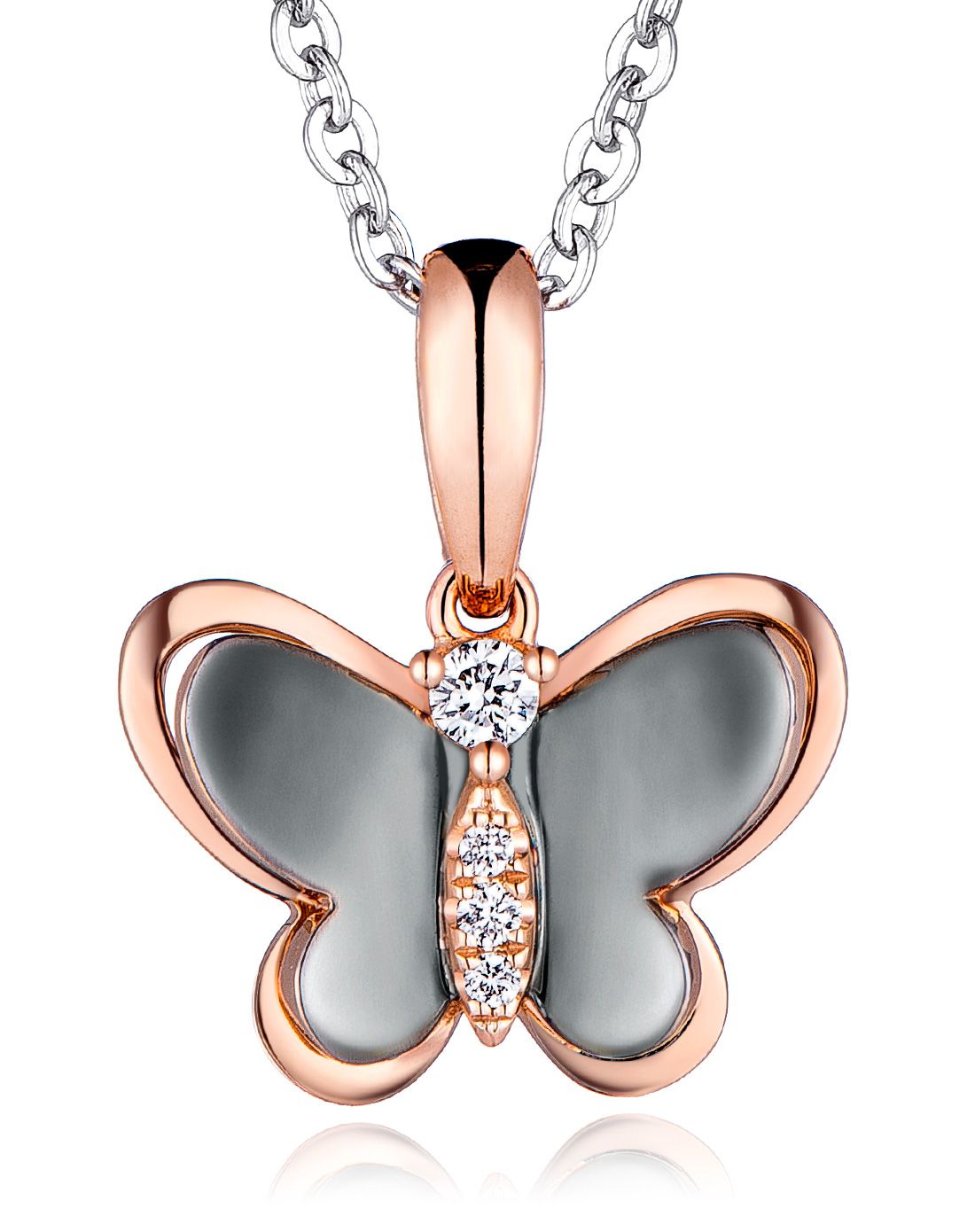 六福珠宝 vivid系列18k金蝴蝶钻石吊坠(定价)