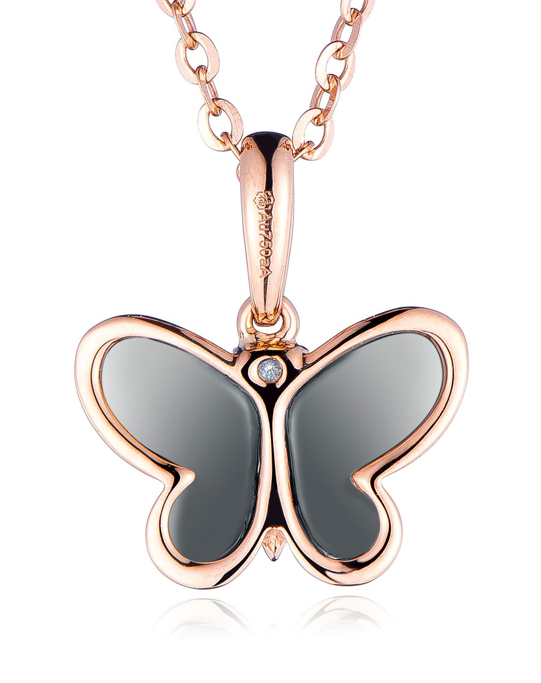 六福珠宝 vivid系列18k金蝴蝶钻石吊坠(定价)