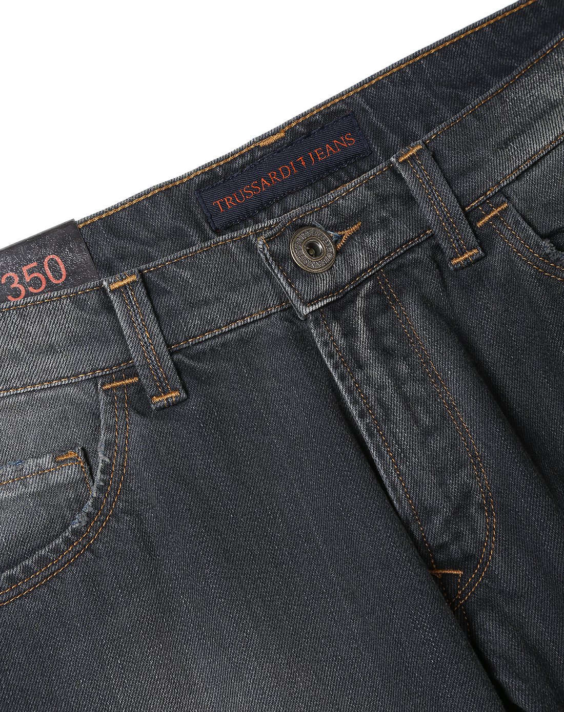 trussardi jeans男款深灰色低腰修身牛仔裤