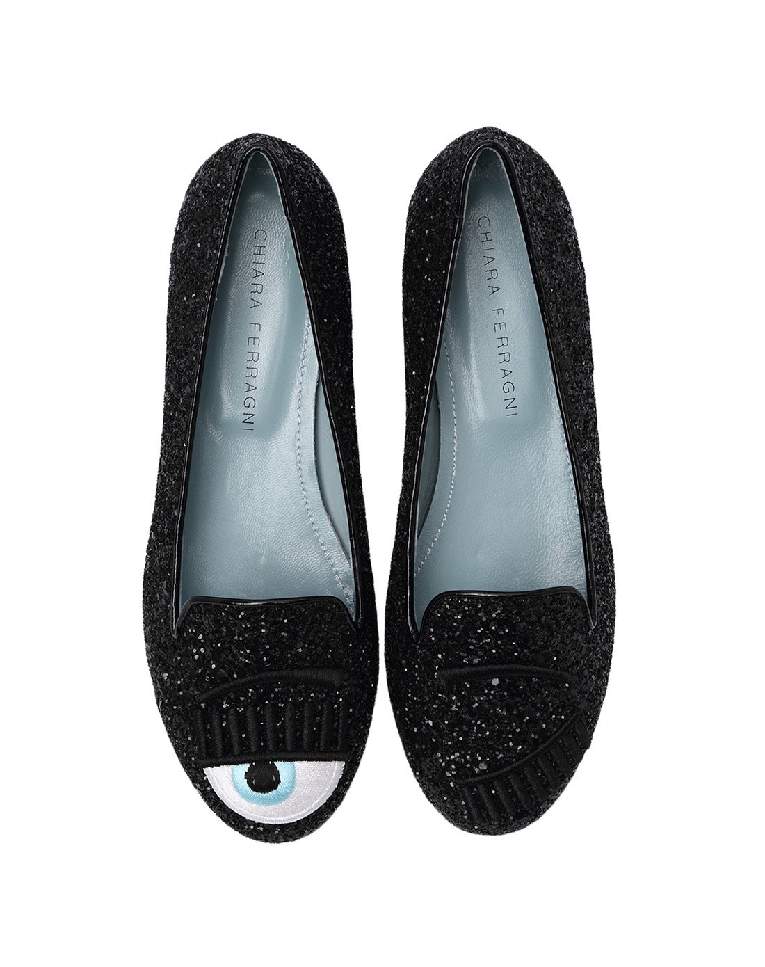 chiara ferragni 女款时尚俏眼睛刺绣亮片浅口平底女鞋