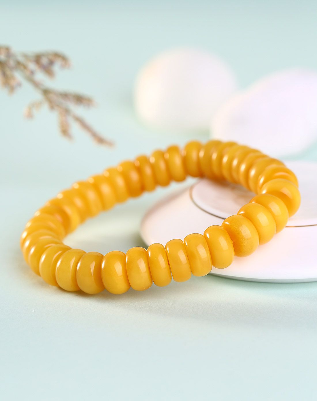 连年如意老蜡扁珠手串附证书