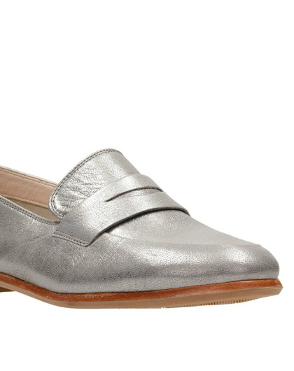 clarks其乐女款alania belle休闲乐福鞋银色