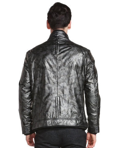 黑银色潮流立领长袖外套