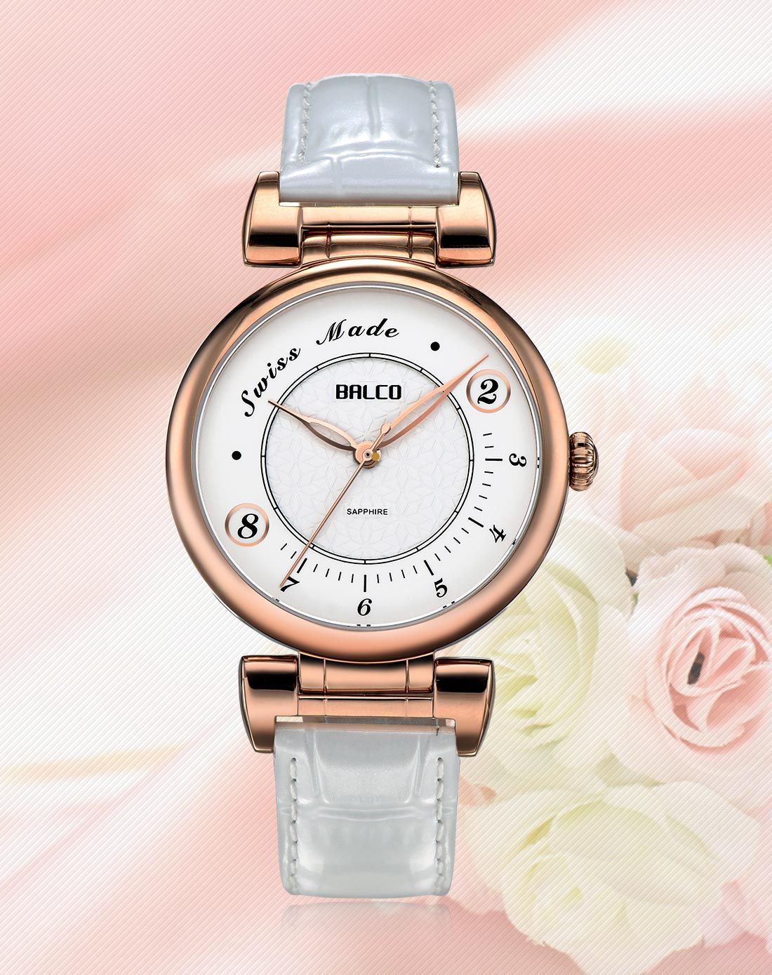瑞士拜戈balco 网络特供 优雅玫瑰金白面石英女表