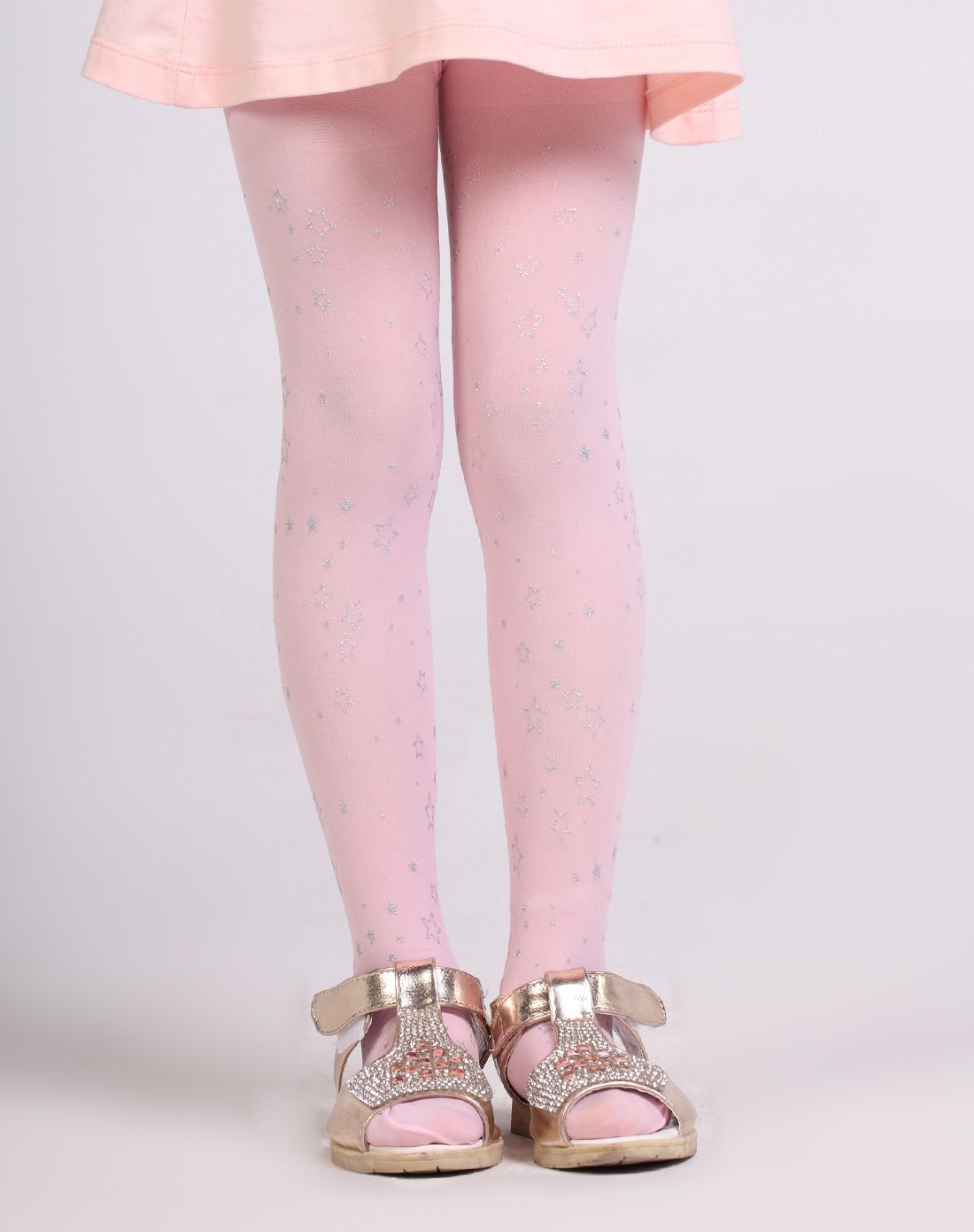 女童粉色3条装五角星连裤袜