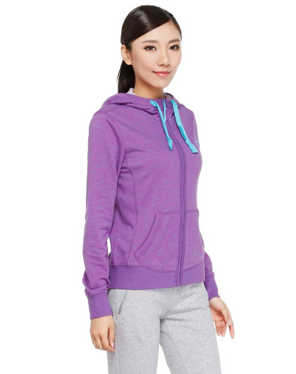 柔软吸汗 女款紫色连帽长袖运动外套