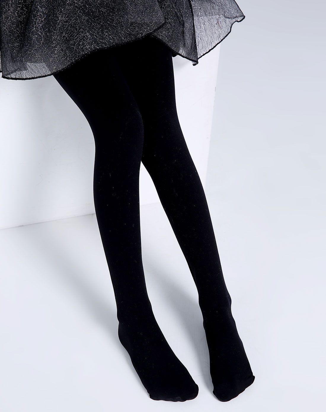 【两件起售】女童黑色纯色天鹅绒连裤袜