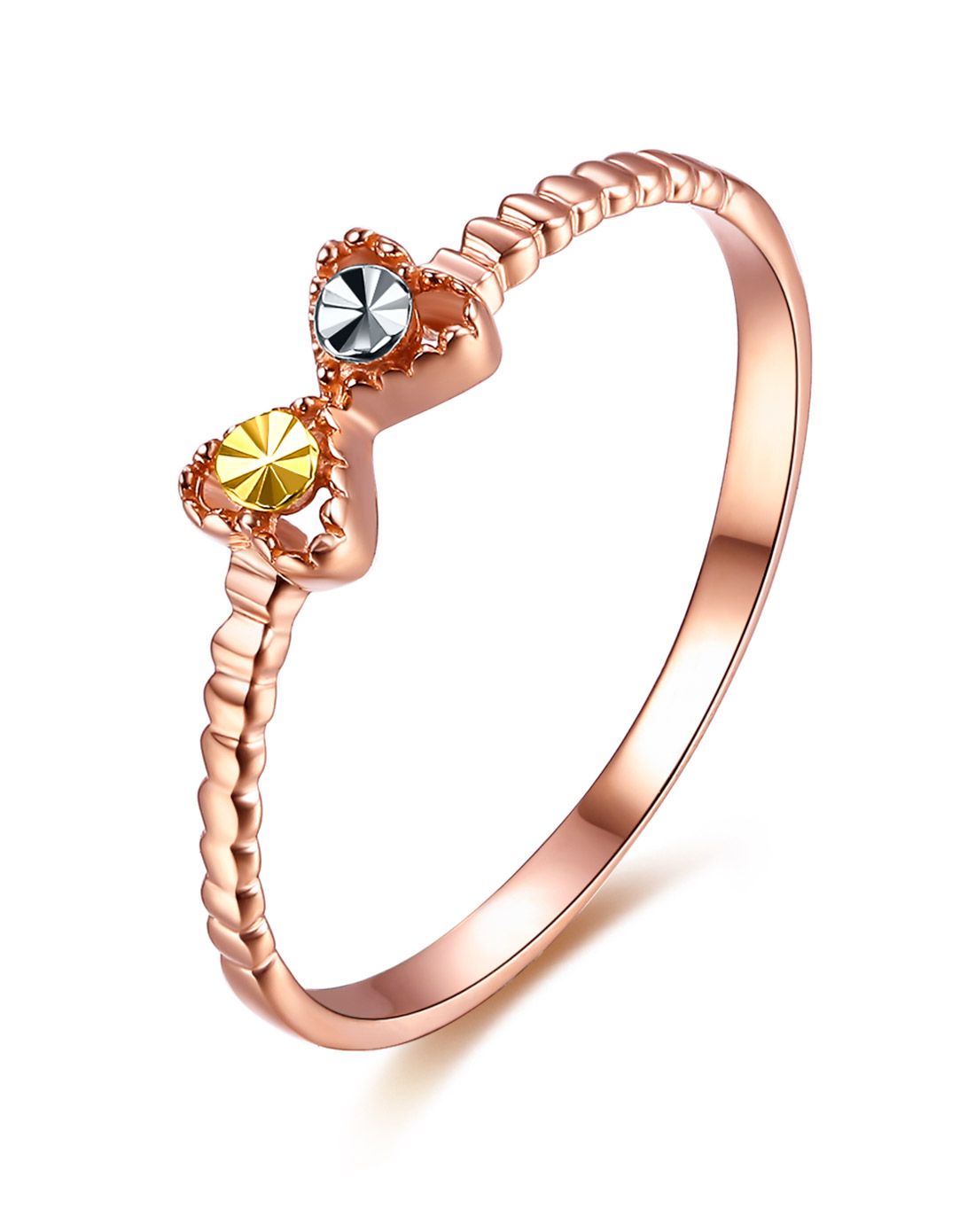 心型18k玫瑰金k金戒指分色