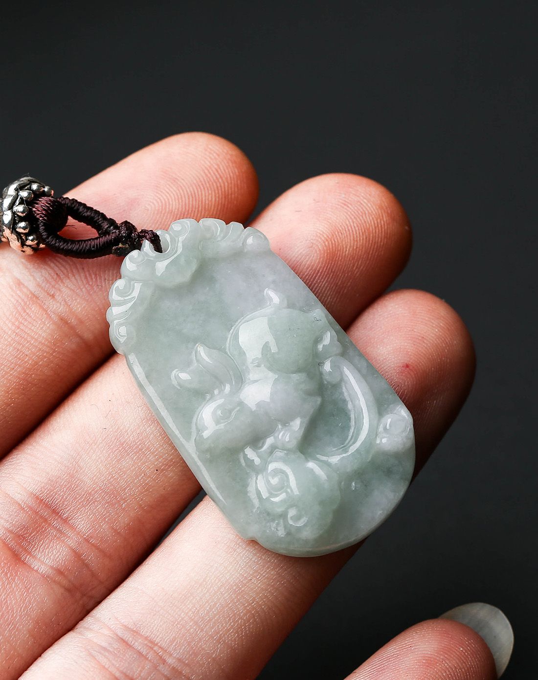 冰糯天然a货翡翠十二生肖牌-兔