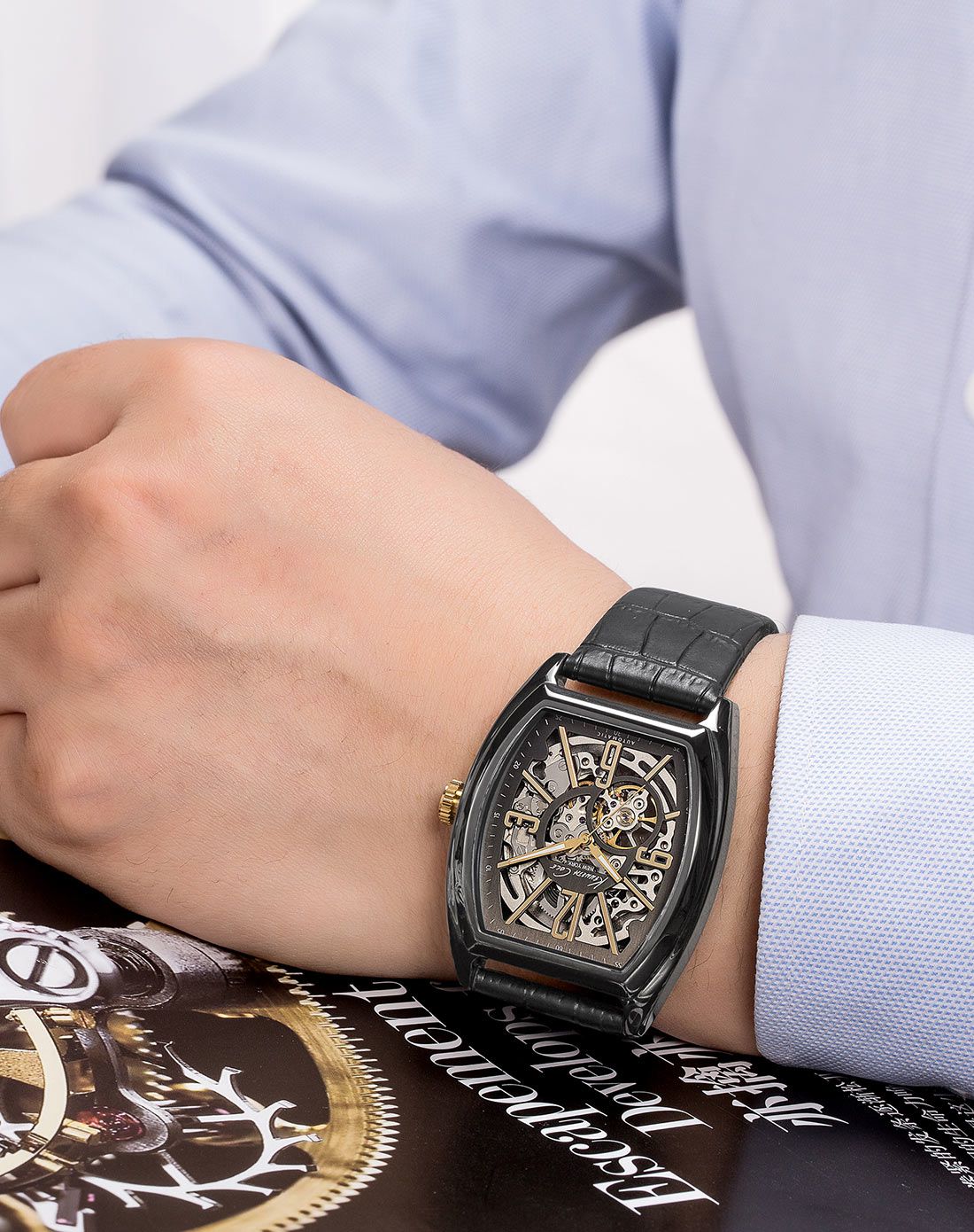 kenneth cole【唯品专供】酒桶型男士商务自动机械表