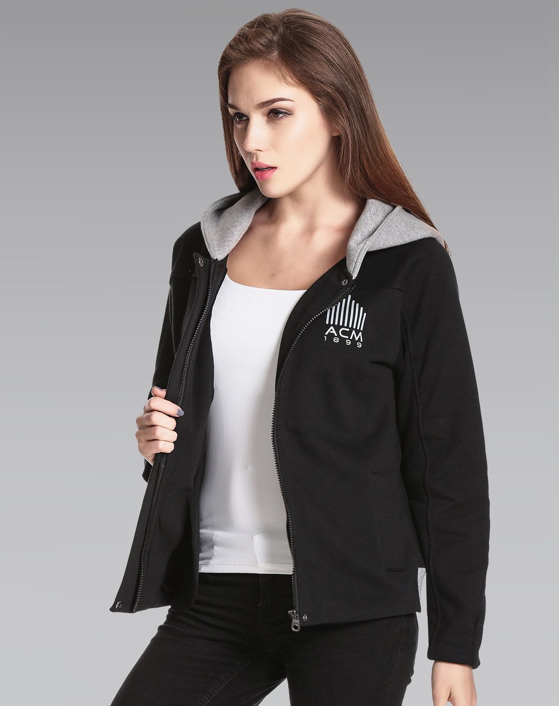 舒适柔软 女士带帽拉链衫 运动系列