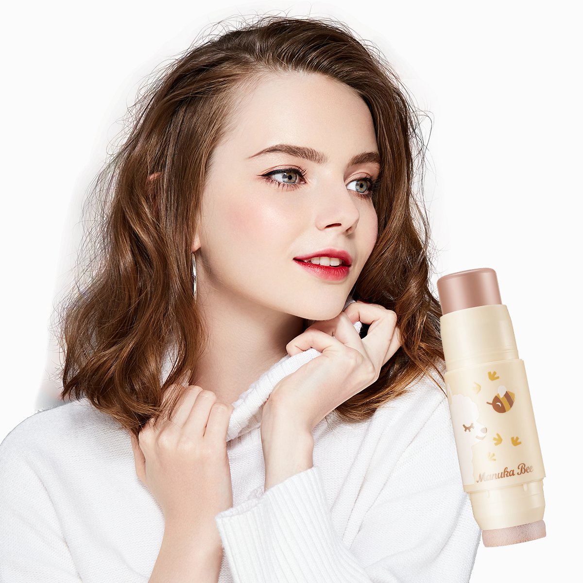 小蜜坊manuka bee懒美人粉底棒遮瑕膏素颜棒 双头修容笔6g