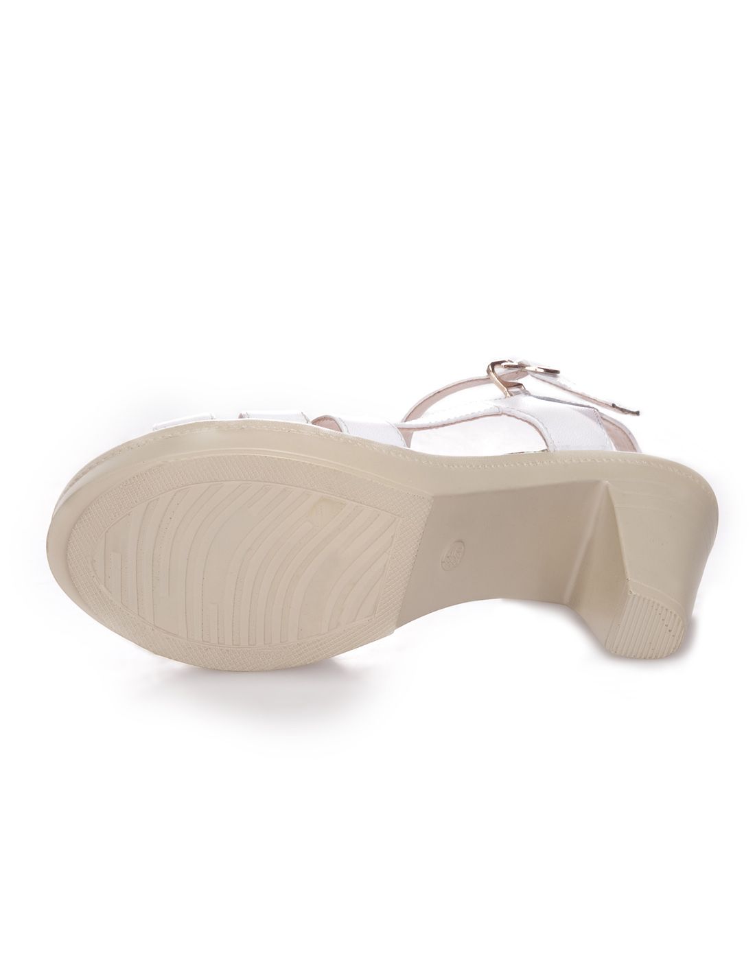 白色简约舒适鱼嘴粗跟凉鞋