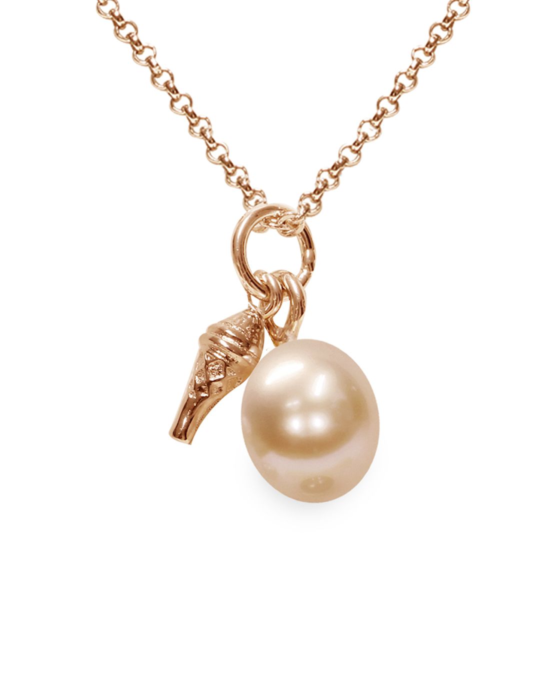 joy系列925银镀铑淡水珍珠及冰淇淋造型吊坠玫瑰金色项链