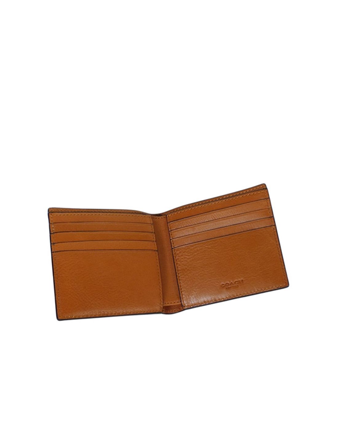 coach男士棕色纯皮短款钱包