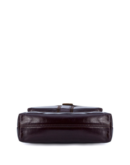 男土深咖啡色质感油蜡竖款单肩包