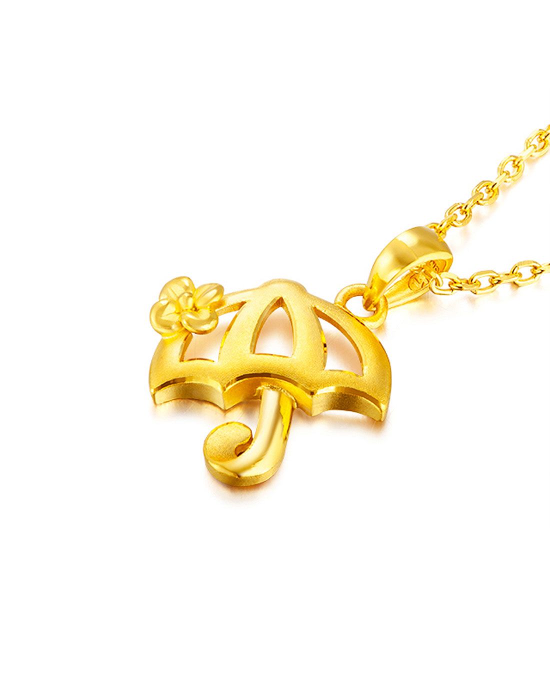 足金小花伞黄金吊坠(不含项链)2克