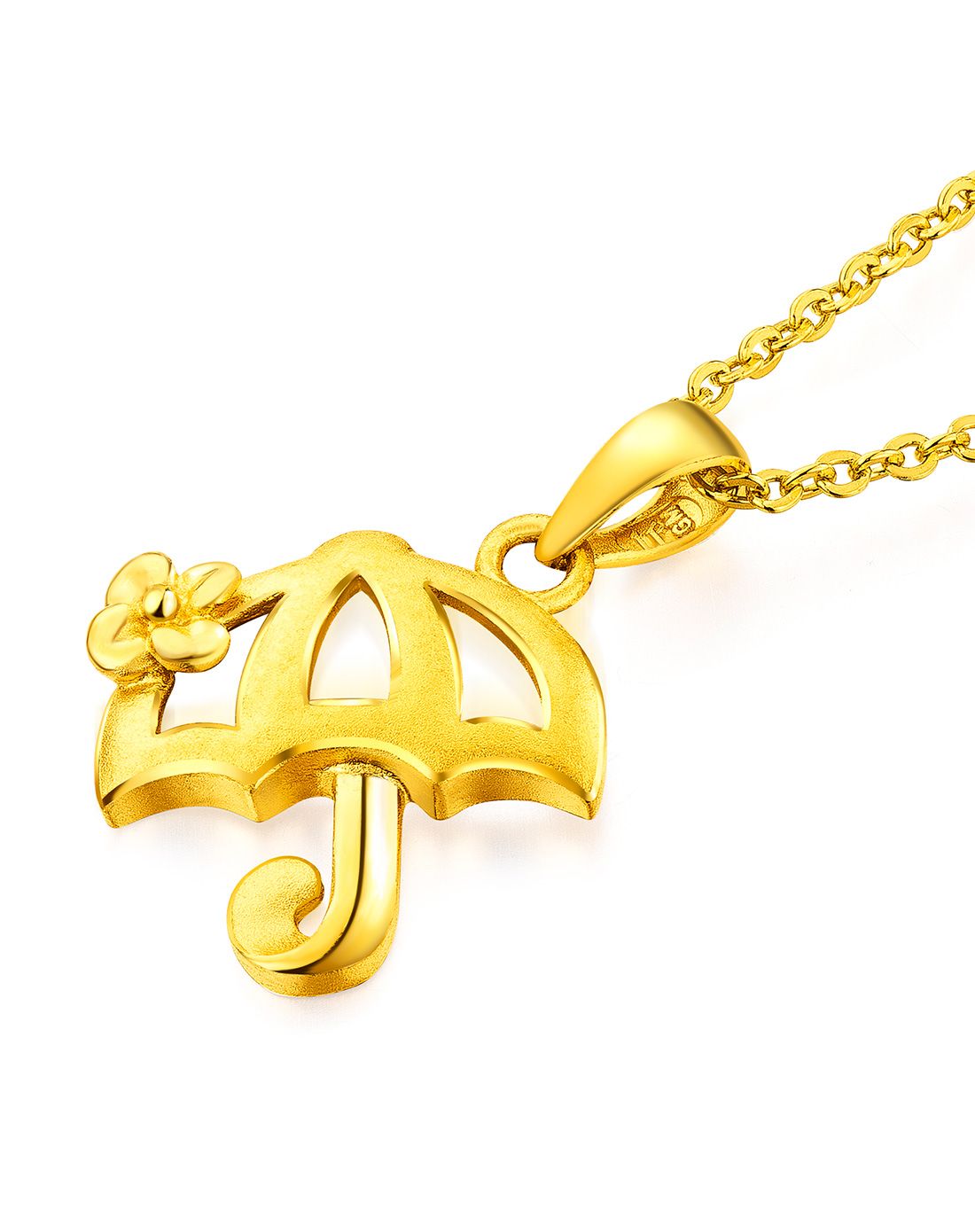足金小花伞黄金吊坠(不含项链)