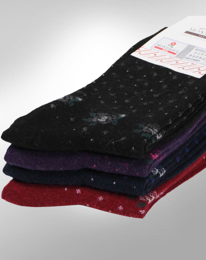 3双装梦特娇精品兔羊毛玫瑰女袜(混色随机)