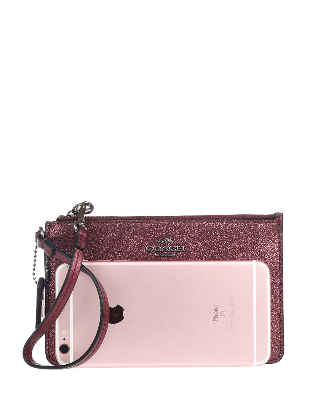 coach女士酒红色pvc手拿包