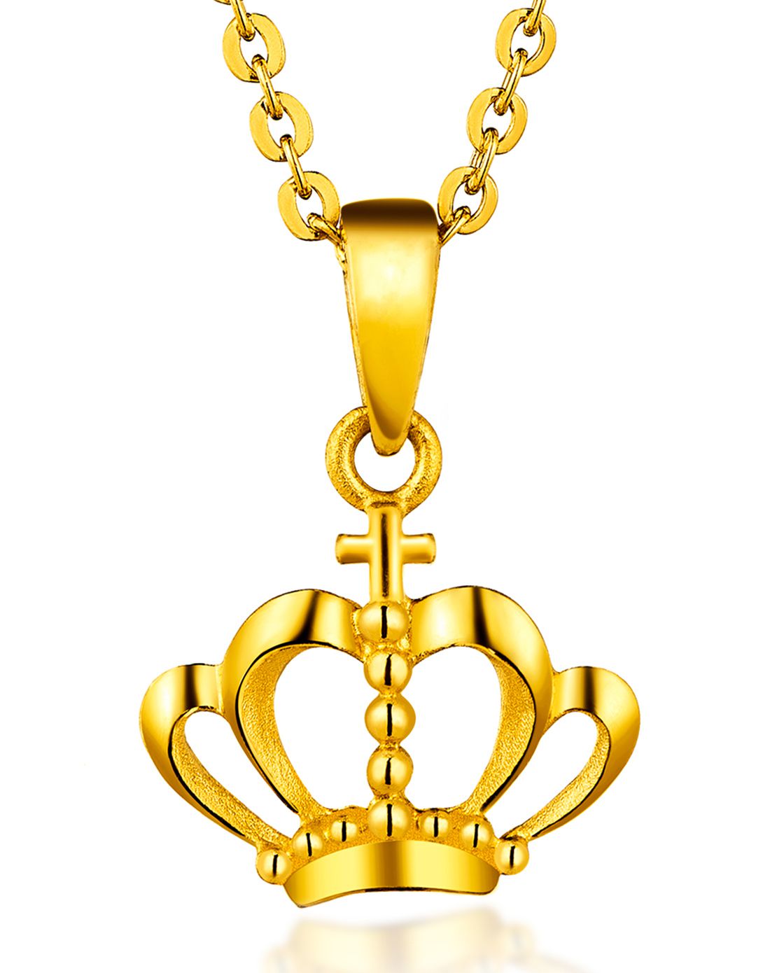 六福 足金加冕皇冠黄金吊坠(不含项链)