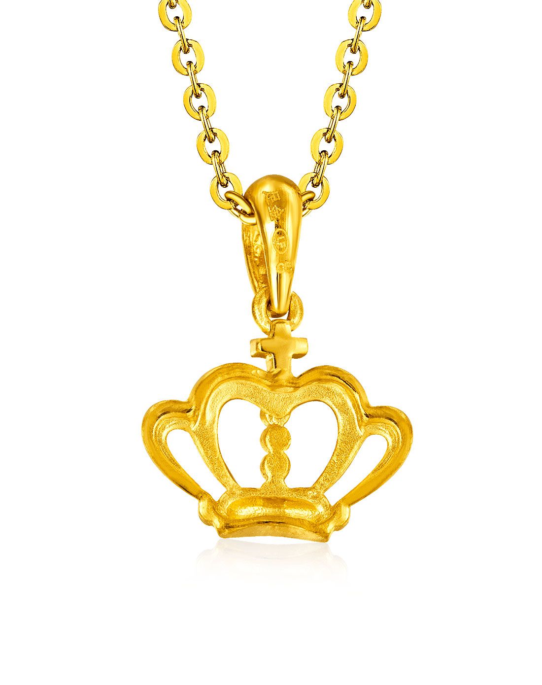 六福 足金加冕皇冠黄金吊坠(不含项链)